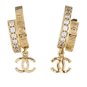 Chanel hoop earrings with dangling CC